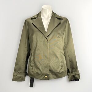 Coldwater Creek Size 10 Olive Green streamlined Sateen Blazer Bomber‎ Style